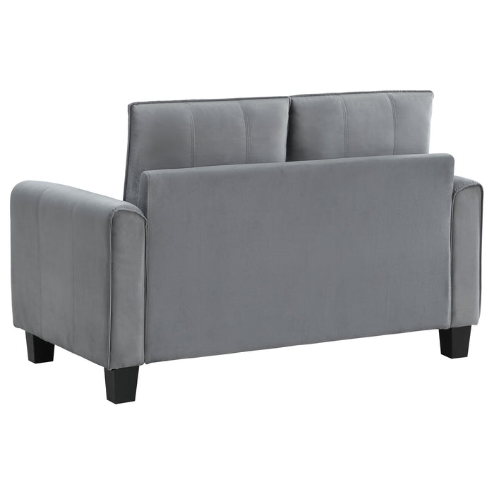 Coaster Davis 2-piece Upholstered Rolled Arm Sofa Grey Sofa+Loveseat+Armchair