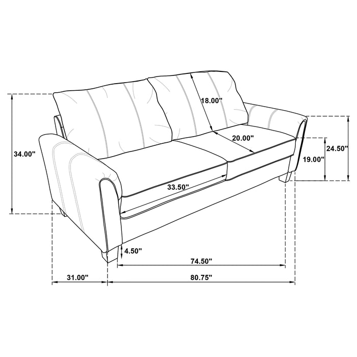 Coaster Davis 2-piece Upholstered Rolled Arm Sofa Grey Sofa+Loveseat+Armchair