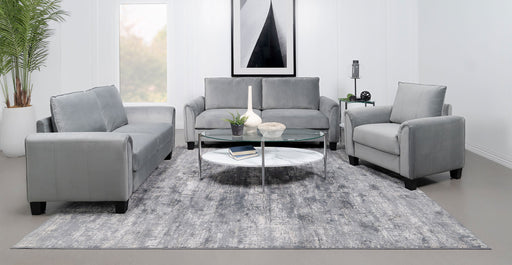 Coaster Davis 2-piece Upholstered Rolled Arm Sofa Grey Sofa+Loveseat+Armchair