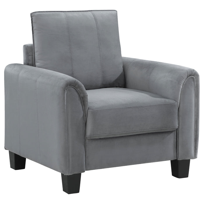 Coaster Davis 2-piece Upholstered Rolled Arm Sofa Grey Sofa+Loveseat+Armchair