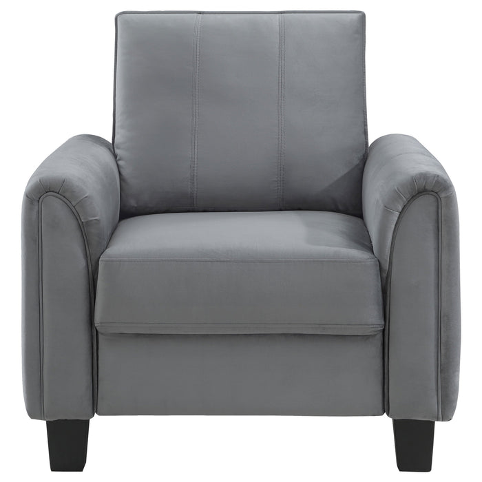 Coaster Davis 2-piece Upholstered Rolled Arm Sofa Grey Sofa+Loveseat+Armchair