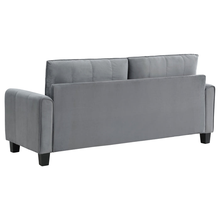 Coaster Davis Upholstered Rolled Arm Sofa Grey Default Title