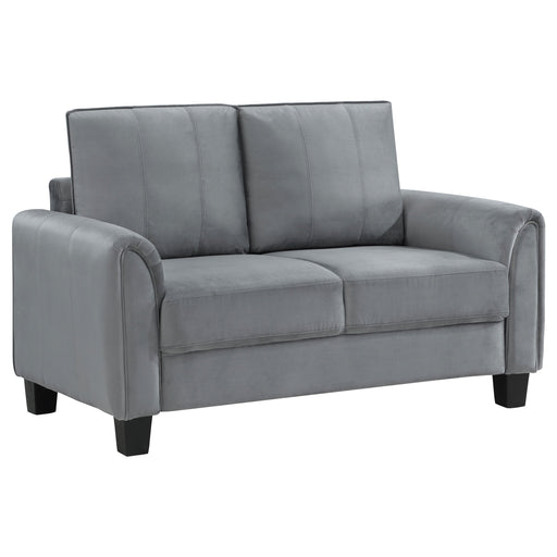 Coaster Davis Upholstered Rolled Arm Loveseat Grey Default Title