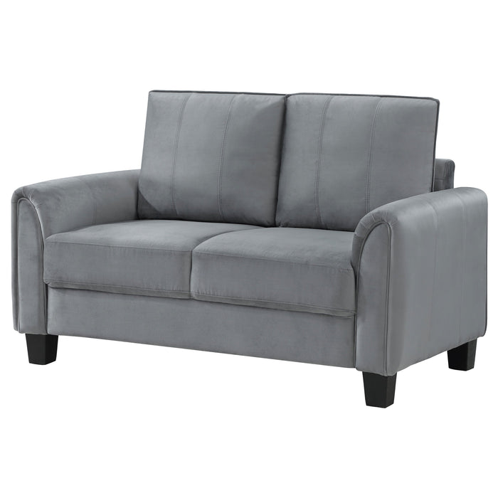 Coaster Davis Upholstered Rolled Arm Loveseat Grey Default Title