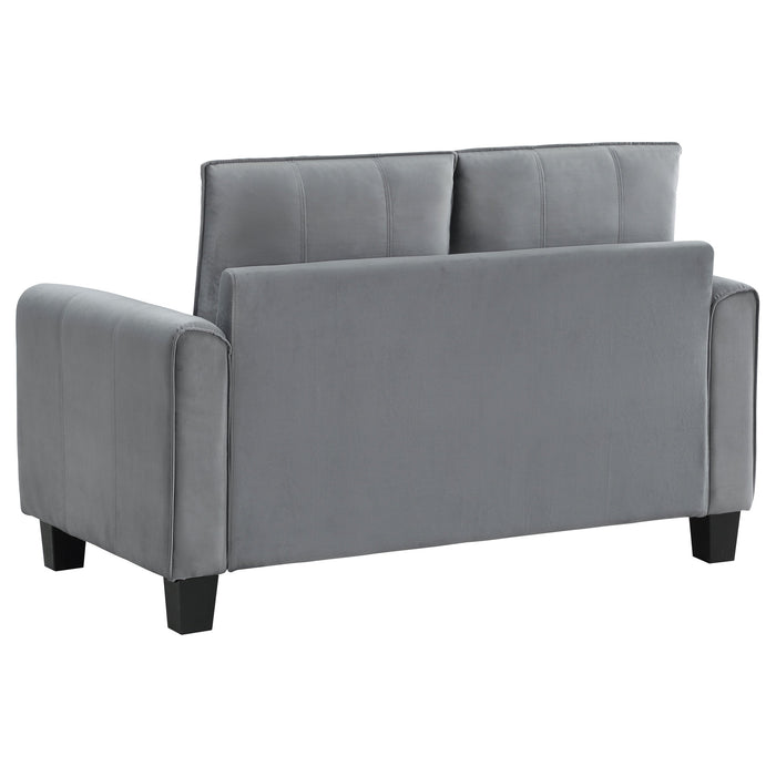 Coaster Davis Upholstered Rolled Arm Loveseat Grey Default Title