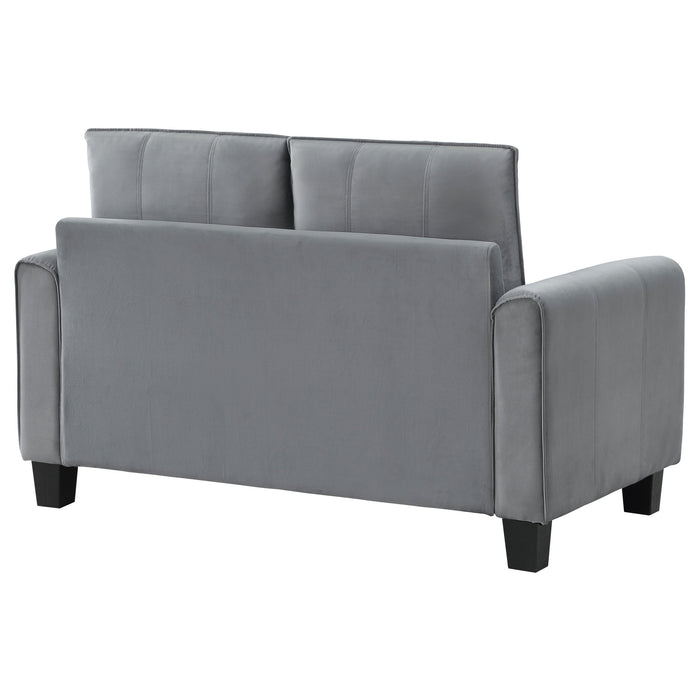 Coaster Davis Upholstered Rolled Arm Loveseat Grey Default Title