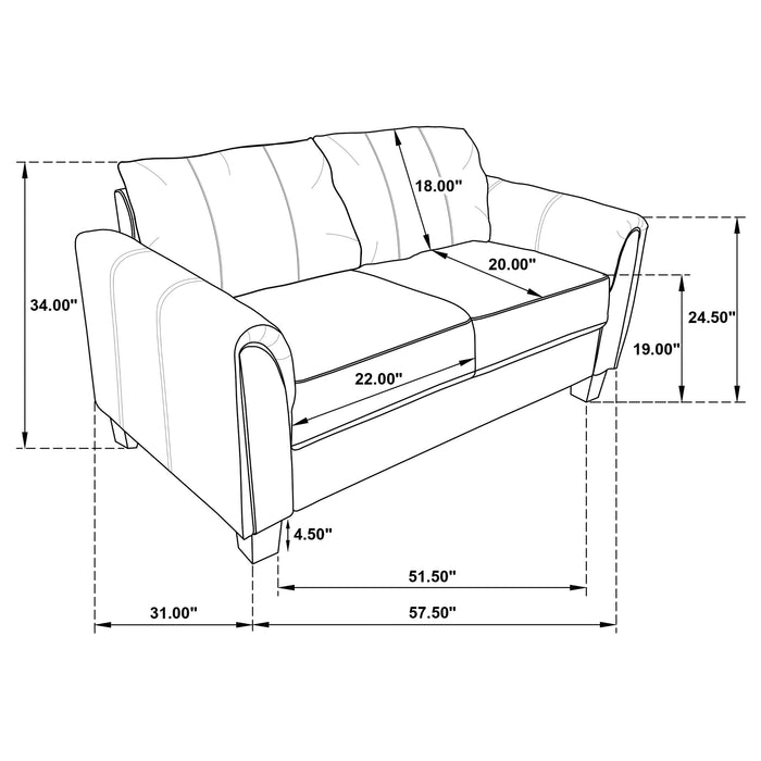 Coaster Davis Upholstered Rolled Arm Loveseat Grey Default Title