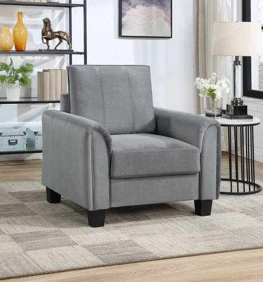 Coaster Davis Upholstered Rolled Arm Accent Chair Grey Default Title