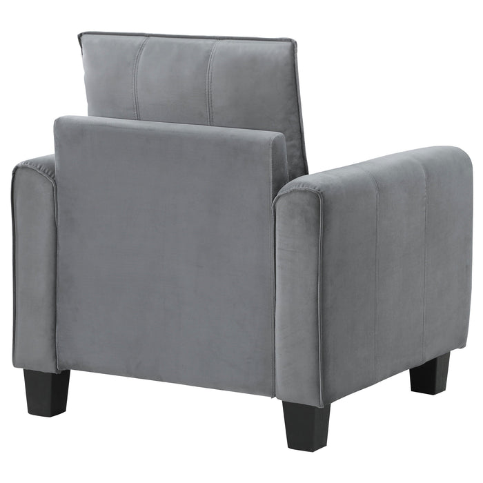 Coaster Davis Upholstered Rolled Arm Accent Chair Grey Default Title