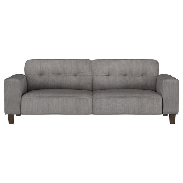 Deerhurst  Upholstered Track Arm Sofa Set Charcoal