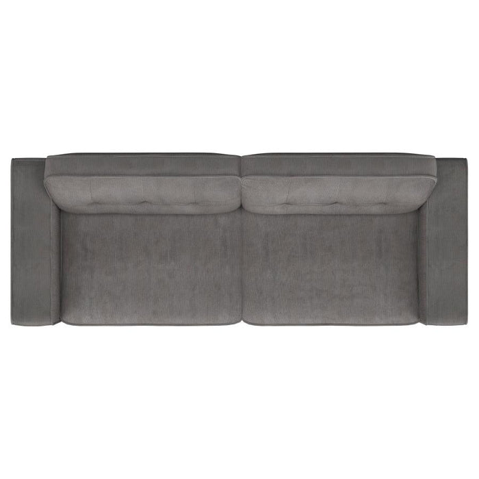 Deerhurst  Upholstered Track Arm Sofa Set Charcoal