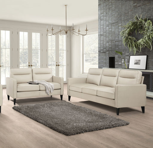 Coaster Jonah 2-piece Upholstered Track Arm Sofa Set Ivory Sofa+Loveseat