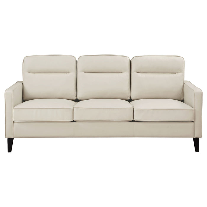 Coaster Jonah 2-piece Upholstered Track Arm Sofa Set Ivory Sofa+Loveseat+Armchair