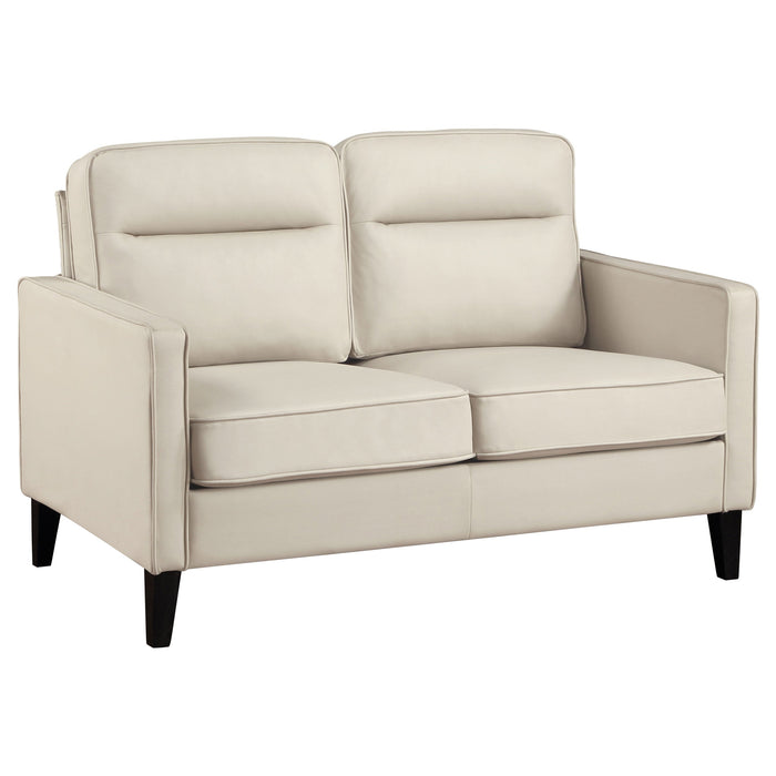 Coaster Jonah 2-piece Upholstered Track Arm Sofa Set Ivory Sofa+Loveseat+Armchair