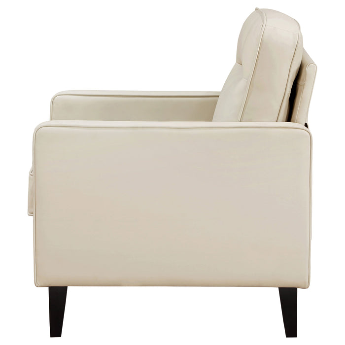 Coaster Jonah Upholstered Track Arm Accent Club Chair Ivory Default Title