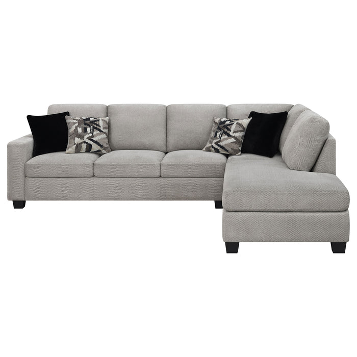 Whitson Upholstered Track Arm Sectional Chaise Sofa Stone