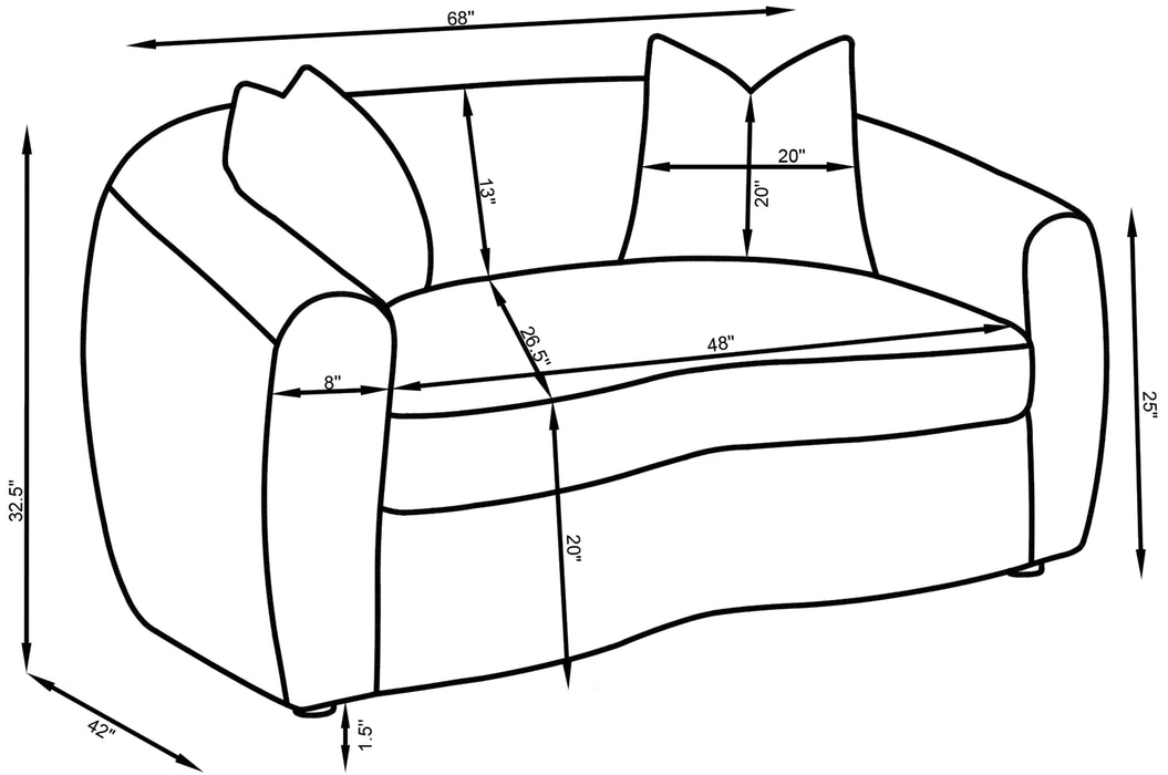 Coaster Isabella 2-piece Upholstered Tight Back Living Room Set White Sofa+Loveseat+Armchair