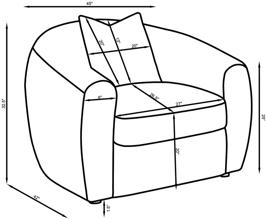 Coaster Isabella 2-piece Upholstered Tight Back Living Room Set White Sofa+Loveseat+Armchair