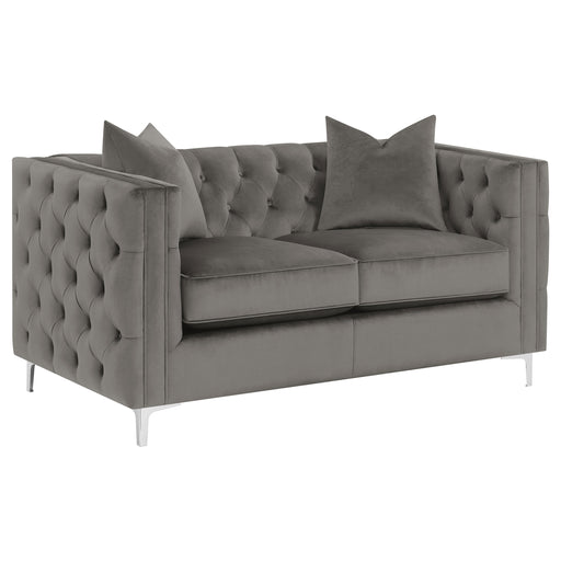 Phoebe Upholstered Tuxedo Arm Tufted Loveseat Urban Bronze