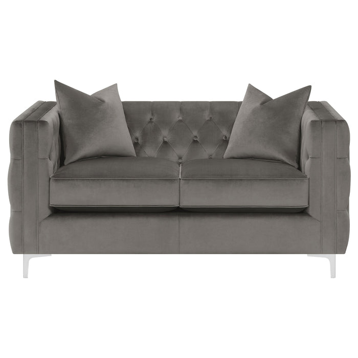 Phoebe Tufted Tuxedo Arms Loveseat Urban Bronze