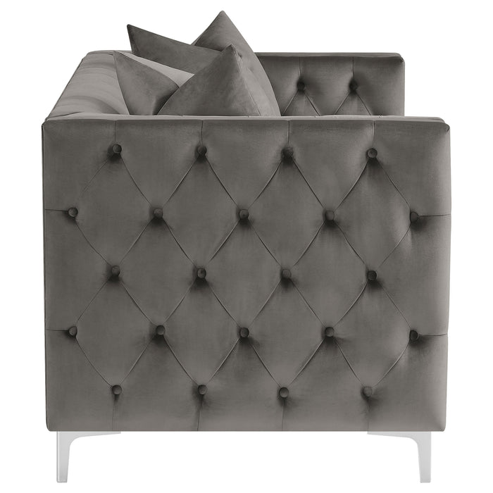 Phoebe Tufted Tuxedo Arms Loveseat Urban Bronze