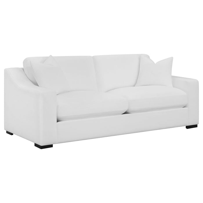 Coaster Ashlyn 2-piece Upholstered Sloped Arms Living Room Set White Sofa+Loveseat+Armchair