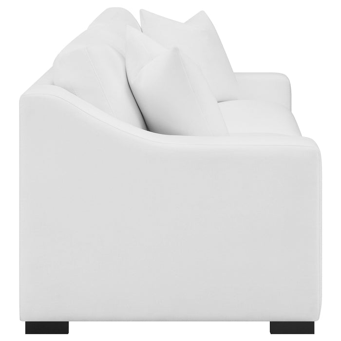 Coaster Ashlyn 2-piece Upholstered Sloped Arms Living Room Set White Sofa+Loveseat+Armchair