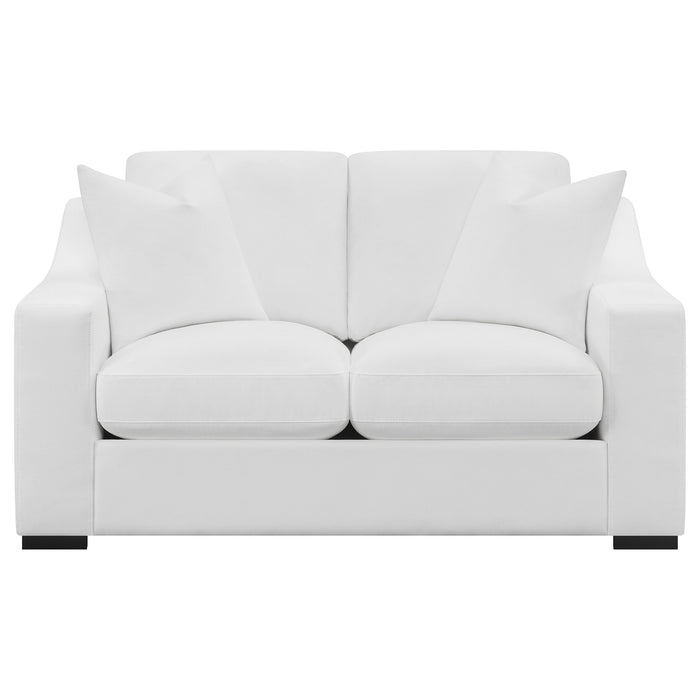 Coaster Ashlyn 2-piece Upholstered Sloped Arms Living Room Set White Sofa+Loveseat+Armchair