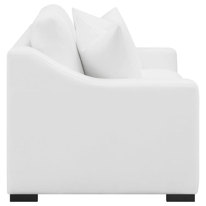 Coaster Ashlyn 2-piece Upholstered Sloped Arms Living Room Set White Sofa+Loveseat+Armchair