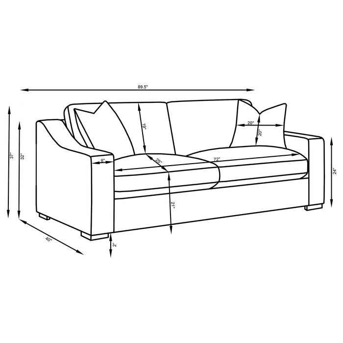 Coaster Ashlyn 2-piece Upholstered Sloped Arms Living Room Set White Sofa+Loveseat+Armchair