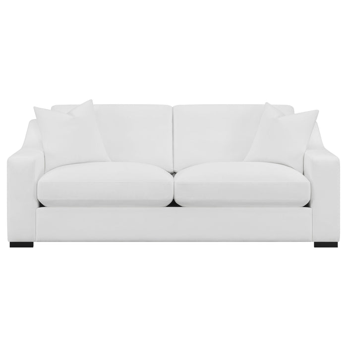 Coaster Ashlyn 2-piece Upholstered Sloped Arms Living Room Set White Sofa+Loveseat+Armchair