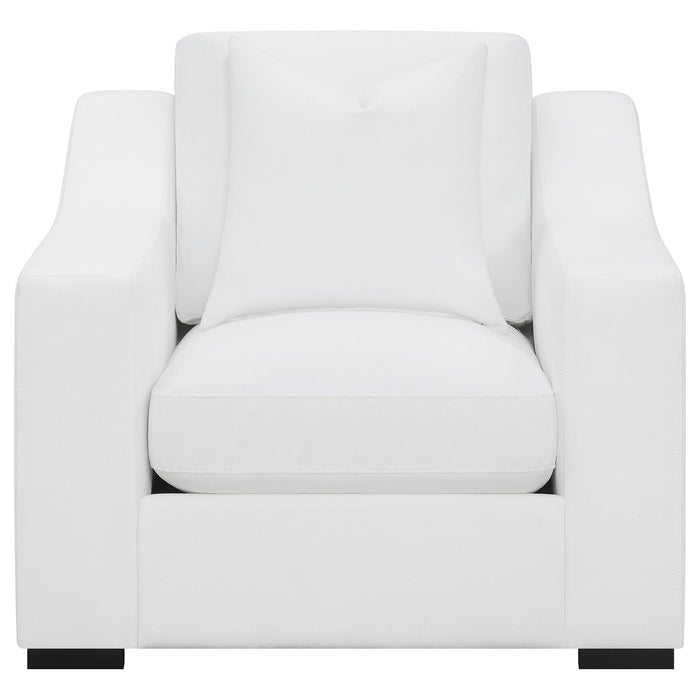 Coaster Ashlyn 2-piece Upholstered Sloped Arms Living Room Set White Sofa+Loveseat+Armchair