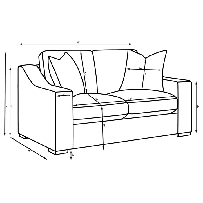 Coaster Ashlyn 2-piece Upholstered Sloped Arms Living Room Set White Sofa+Loveseat+Armchair