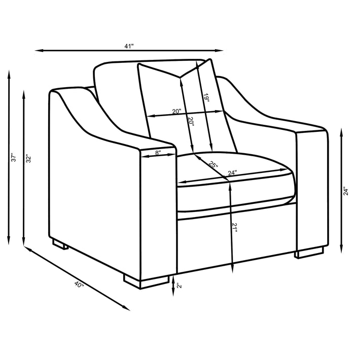 Coaster Ashlyn 2-piece Upholstered Sloped Arms Living Room Set White Sofa+Loveseat+Armchair