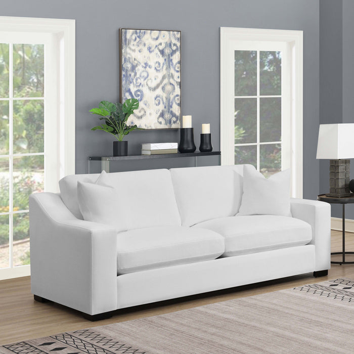 Coaster Ashlyn Upholstered Sloped Arms Sofa White Default Title