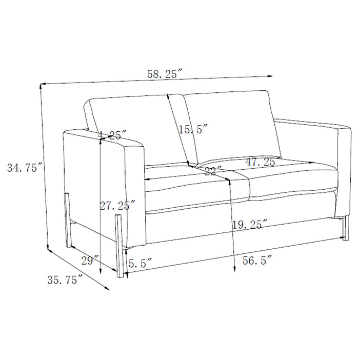 Coaster Tilly 2-piece Upholstered Track Arms Sofa Set Oatmeal Sofa+Loveseat+Armchair