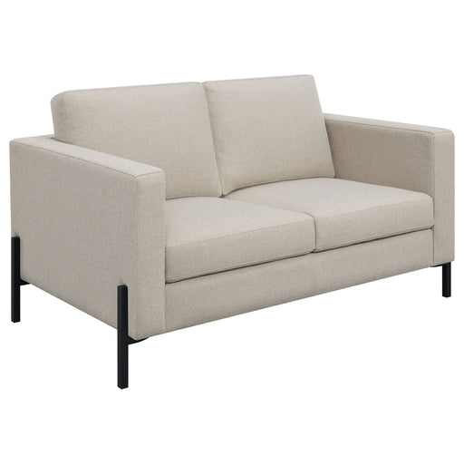 Coaster Tilly Upholstered Track Arms Loveseat Oatmeal Default Title