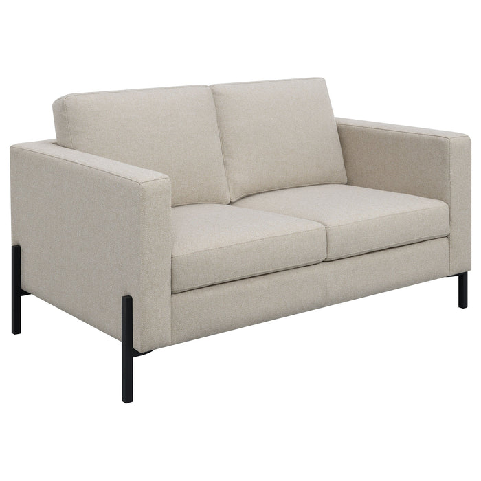 Coaster Tilly Upholstered Track Arms Loveseat Oatmeal Default Title