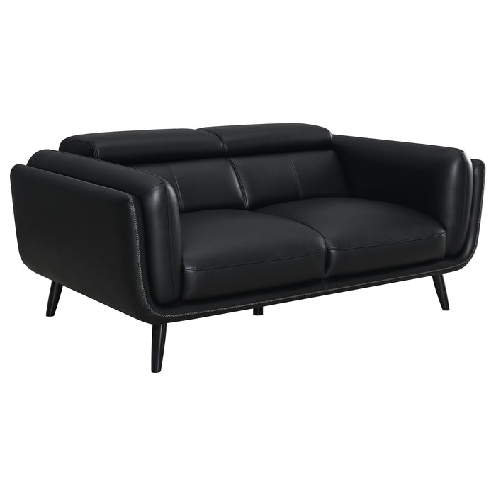 Coaster Shania Track Arms Loveseat with Tapered Legs Black Default Title