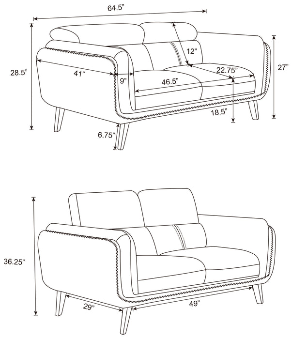 Coaster Shania Track Arms Loveseat with Tapered Legs Black Default Title