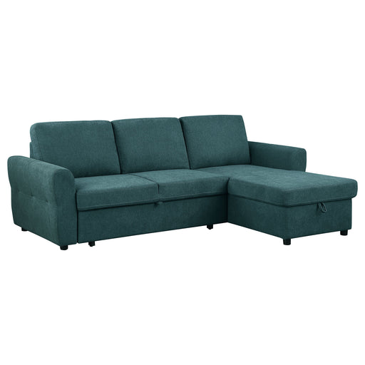 Coaster Samantha Upholstered Sleeper Sofa Sectional with Storage Chaise Grey Green