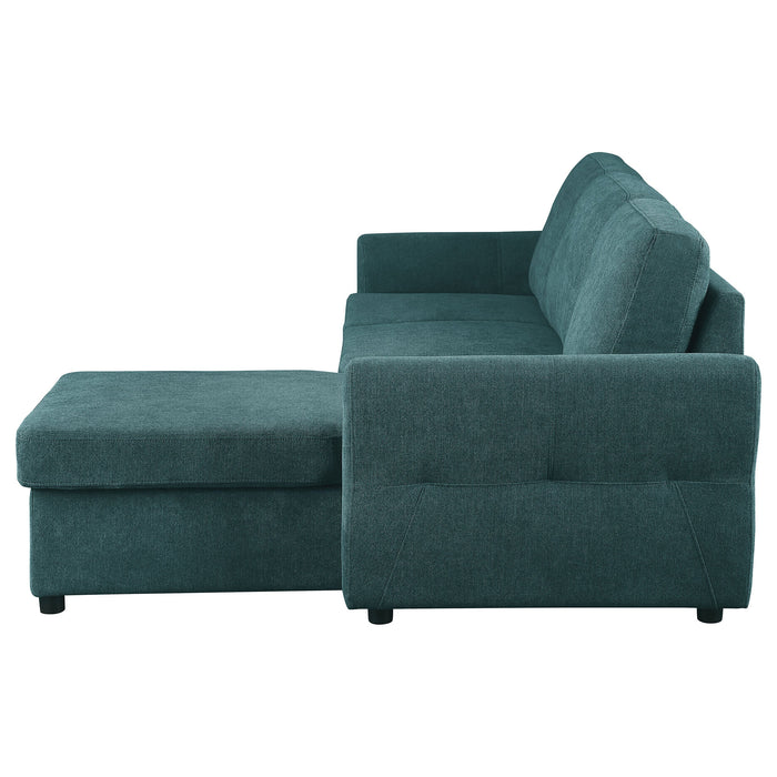 Coaster Samantha Upholstered Sleeper Sofa Sectional with Storage Chaise Grey Green