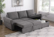 Coaster Samantha Upholstered Sleeper Sofa Sectional with Storage Chaise Grey Green