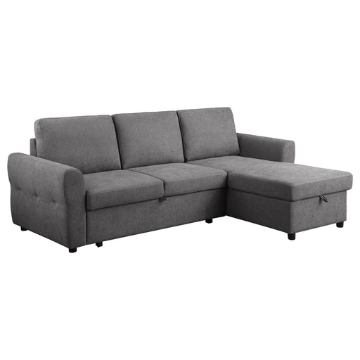 Coaster Samantha Upholstered Sleeper Sofa Sectional with Storage Chaise Grey Grey