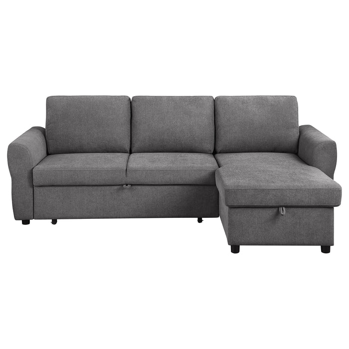 Coaster Samantha Upholstered Sleeper Sofa Sectional with Storage Chaise Grey Green