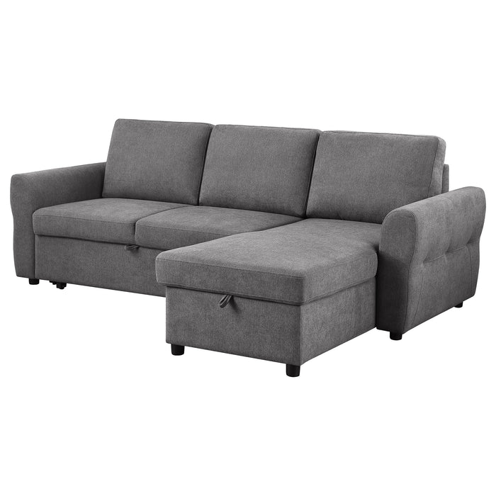 Coaster Samantha Upholstered Sleeper Sofa Sectional with Storage Chaise Grey Green