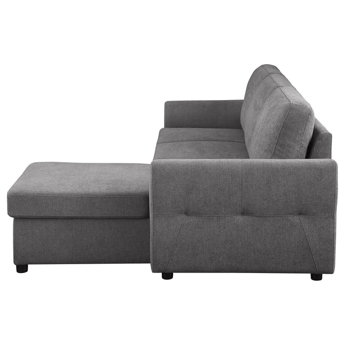 Coaster Samantha Upholstered Sleeper Sofa Sectional with Storage Chaise Grey Green