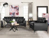 Coaster Moira Upholstered Tufted Living Room Set with Track Arms Black Sofa+Loveseat