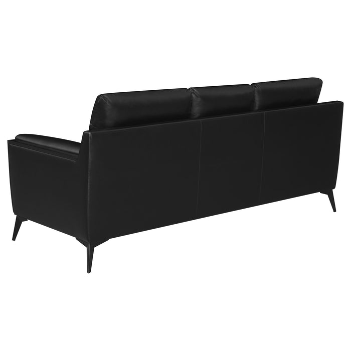 Coaster Moira Upholstered Tufted Living Room Set with Track Arms Black Sofa+Loveseat+Armchair