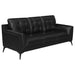 Coaster Moira Upholstered Tufted Living Room Set with Track Arms Black Sofa+Loveseat+Armchair